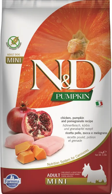 Akce FARMINA N&D Pumpkin Adult Mini Chicken & pomegranate 2,5 kg