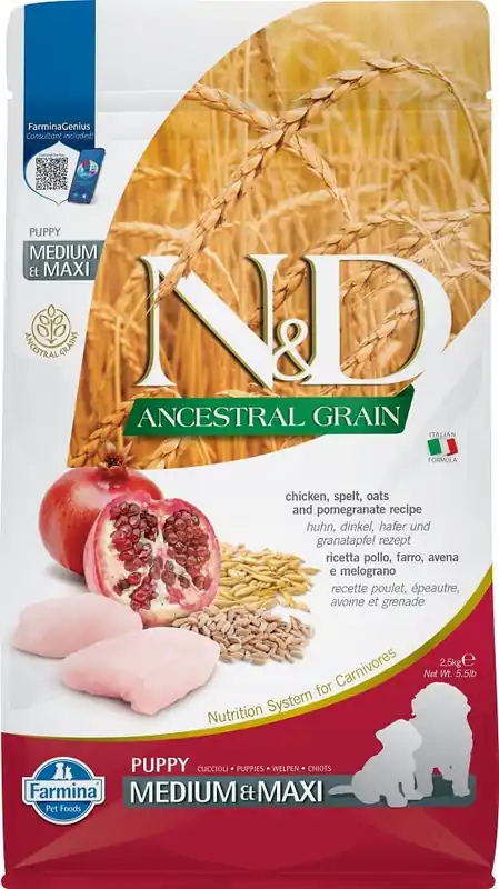 Oblíbený N&D Low Grain Dog Puppy M/L Chicken & Pomegranate 2,5 kg