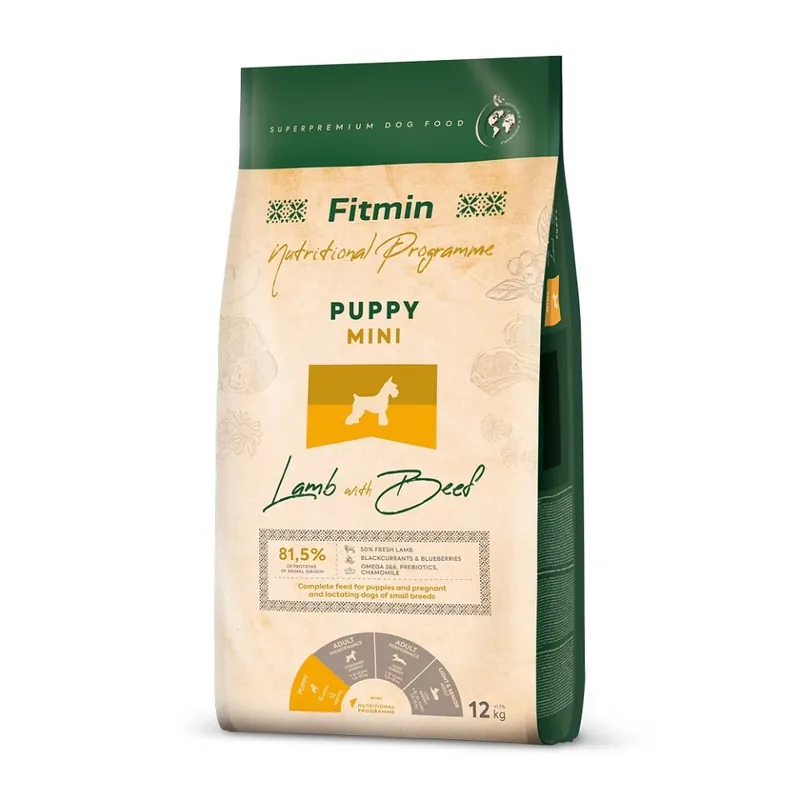 FITMIN Dog Mini Puppy Lamb&Beef 12 kg pro štěňata malých plemen Speciální Cena