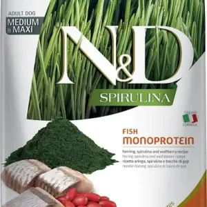 Víkendová Akce N&D Spirulina Dog Adult Medium&Maxi Herring & Wolfberry 7 kg