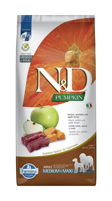 Ihned K Objednání N&D Dog Pumpkin Adult Medium & Maxi Venison & Apple 12 kg