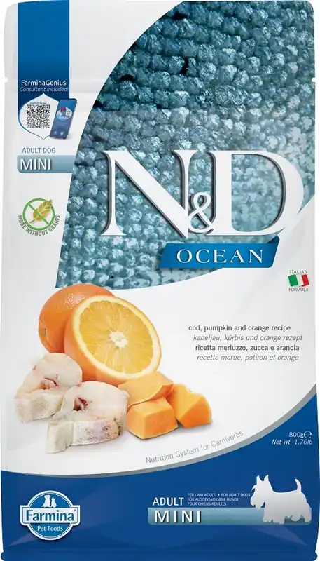 N&D Ocean Adult Mini Codfish & Pumpkin & Orange 800 g Pouze Dnes