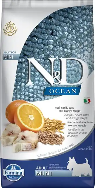 N&D Ocean Low Grain Adult Mini Codfish & Orange 2,5 kg Ihned K Objednání