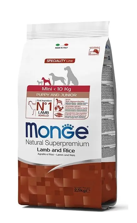 Pouze Dnes MONGE Dog Mini Puppy & Junior Lamb & Rice 2,5 kg