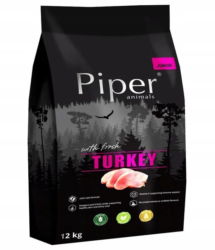 PIPER Suché krmivo pro psy Junior s krůtím masem 12 kg Akce
