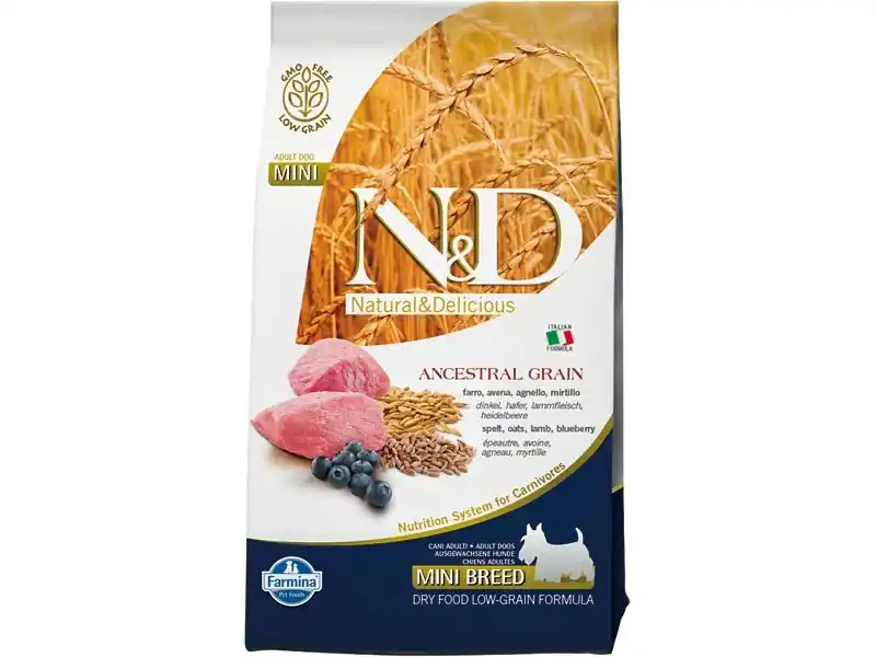 Zlevněný N&D Grain Free Dog Adult Mini Lamb & Blueberry 2,5kg