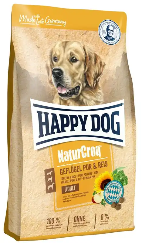 HAPPY DOG NaturCroq Geflügel Pur & Reis 4kg Omezená Nabídka