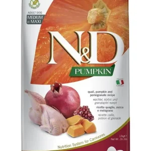 Akce FARMINA N&D Quail Pumpkin & Pomegranate Adult Medium & Maxi suché krmivo pro psy 12 kg