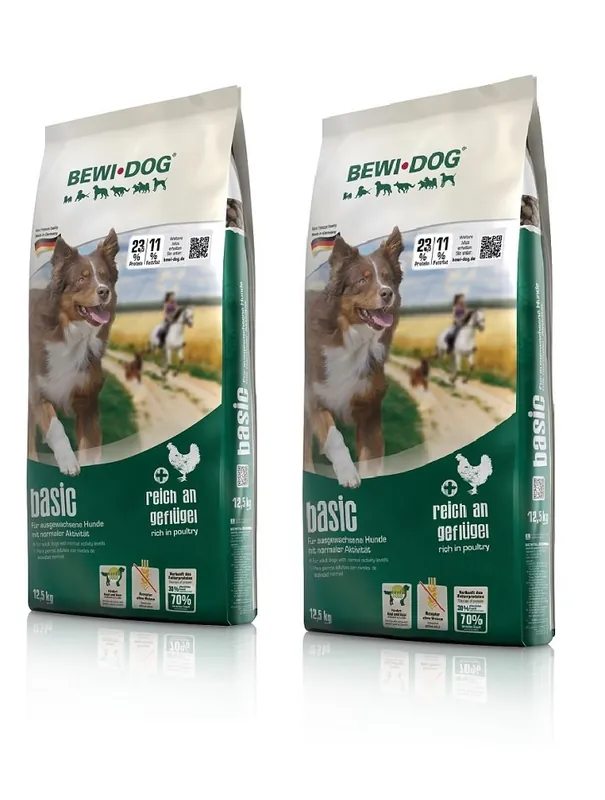 Omezená Nabídka BEWI DOG Basic Rich in Poultry 2 x 12,5 kg