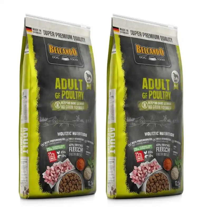 Ověřený BELCANDO Adult Grain Free Poultry 2 x 12.5 kg granule pro střední a větší plemena