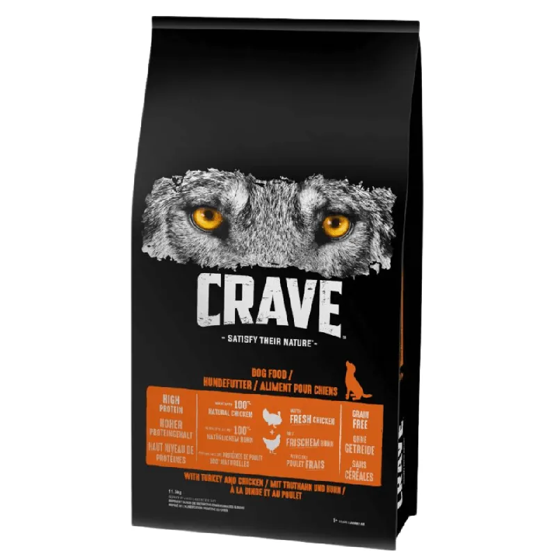 CRAVE Suché krmivo s krůtím a kuřecím masem 11,5 kg pro dospělé psy Dokud Zásoby Vydrží