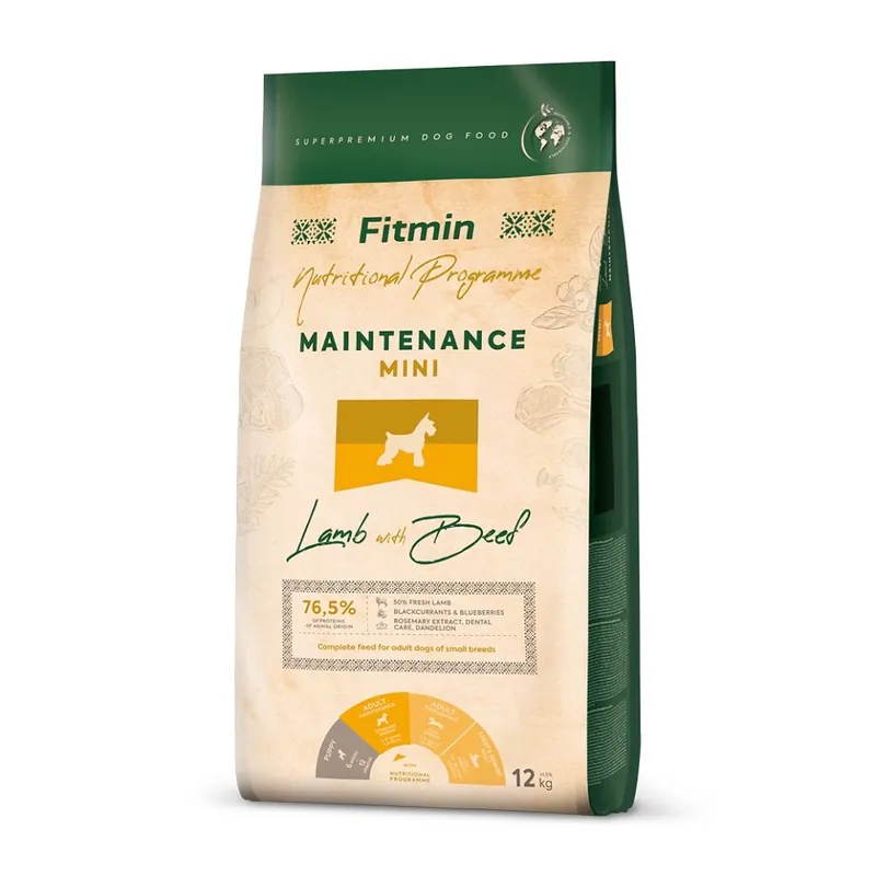 Jen Po Omezenou Doba FITMIN Dog Nutritional Programme Mini Maintenance Lamb&Beef 12 kg pro dospělé psy malých plemen