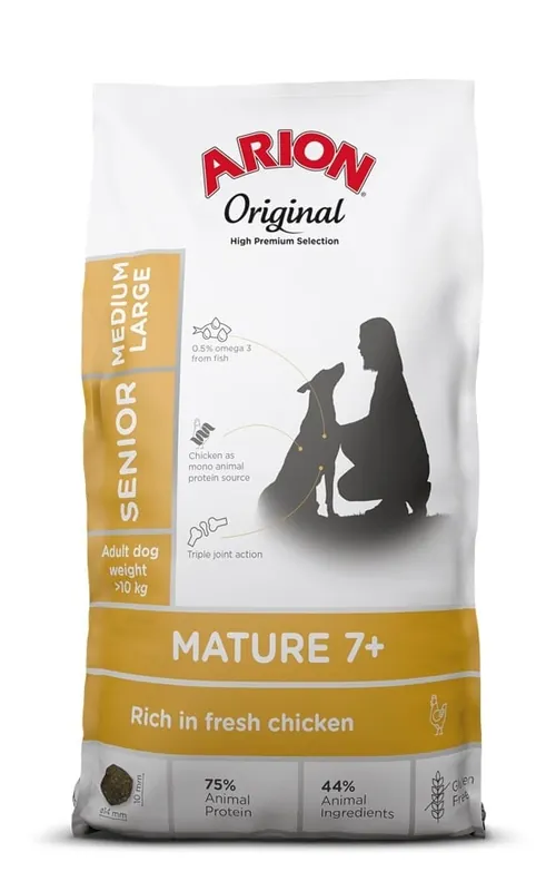 ARION Original Mature 7+ Senior Medium Large Chicken Rice 12 kg Tovární Cena