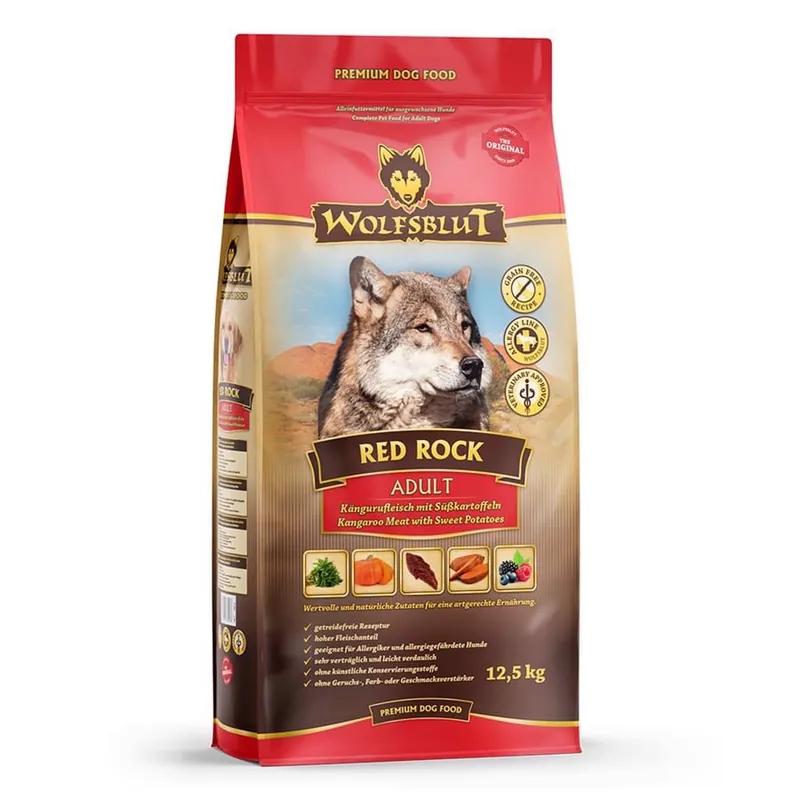 Vrácení Zdarma WOLFSBLUT Red Rock Adult suché krmivo pro alergické psy s klokaním masem a dýní 12,5 kg