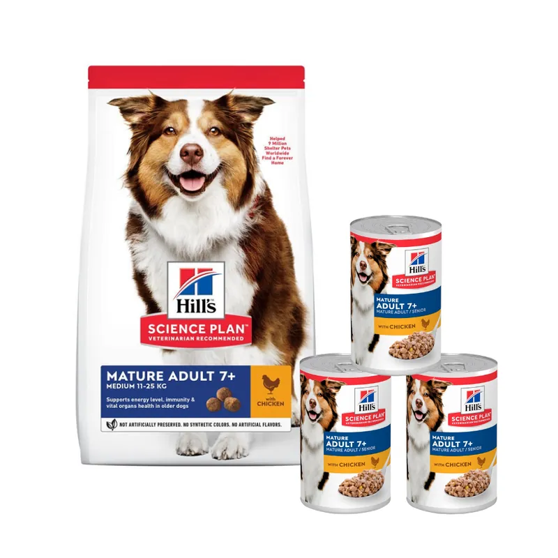Odeslání Ihned HILL‘S Science Plan Canine Mature Adult Chicken New 14 kg + 3 konzervy ZDARMA