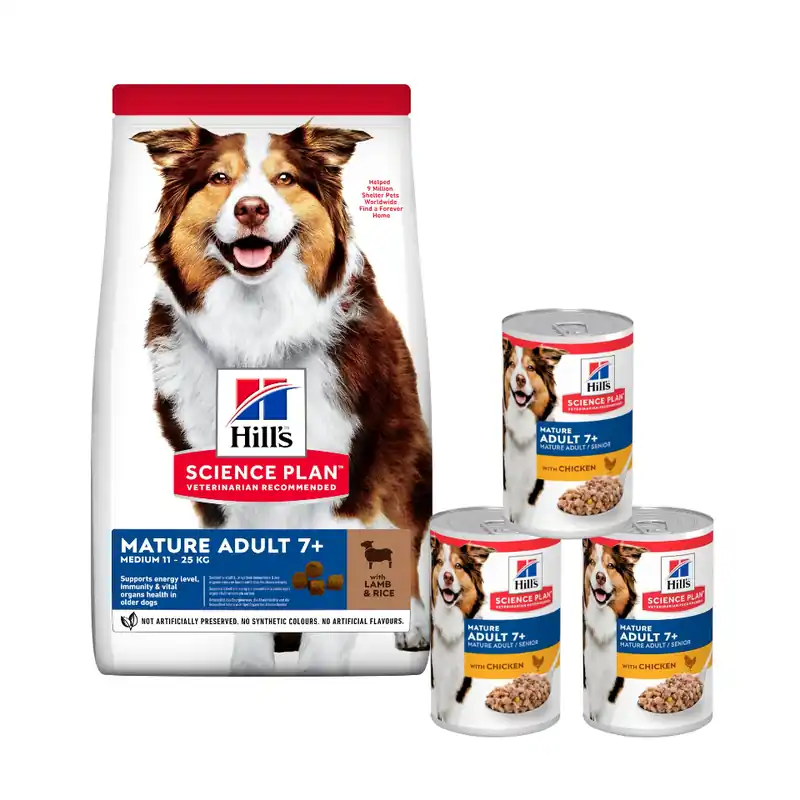 HILL‘S Science Plan Canine Mature Adult Lamb & Rice 14 kg + 3 konzervy ZDARMA Nová Kolekce