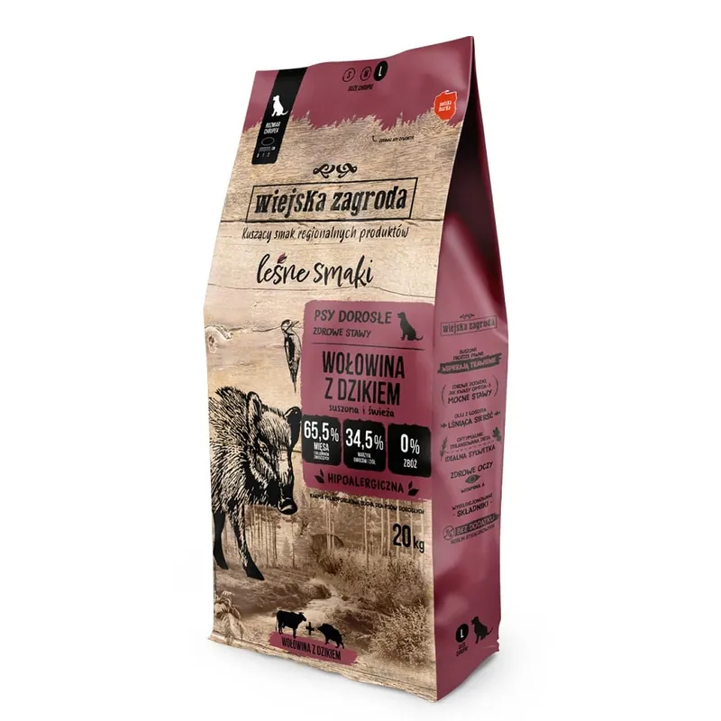 WIEJSKA ZAGRODA Forest Flavours Hovězí s kančími křupkami L 20kg Jen Po Omezenou Doba