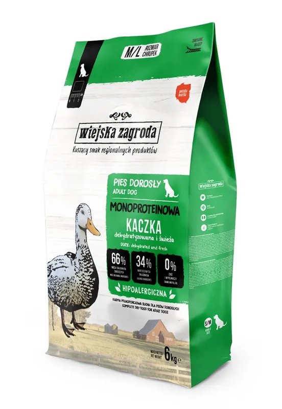 WIEJSKA ZAGRODA Monoprotein Kachna pro psy M/L 6 kg Odeslání Ihned