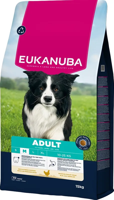 EUKANUBA Adult Medium Breeds Chicken 15 kg krmivo pro psy středních plemen bohaté na čerstvé kuřecí maso Ověřený