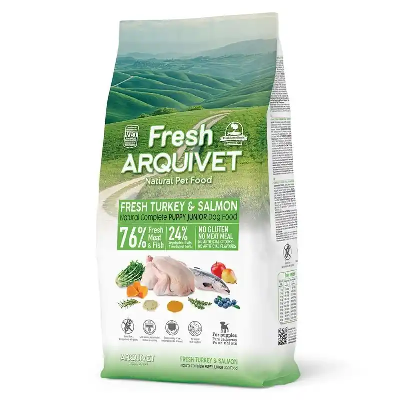 Nejlepší Cena ARQUIVET Fresh Puppy Junior Polomokré krmivo pro štěňata Krůta a losos 10 kg
