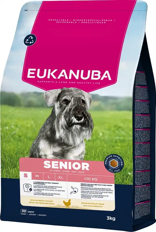 Horká Nabídka EUKANUBA Senior Small Breeds Chicken 3 kg granule pro starší psy malých plemen bohatá na čerstvé kuře