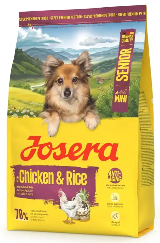 Autentický JOSERA Mini Senior Chicken and Rice 3kg bezglutenové krmivo pro starší psy malých plemen