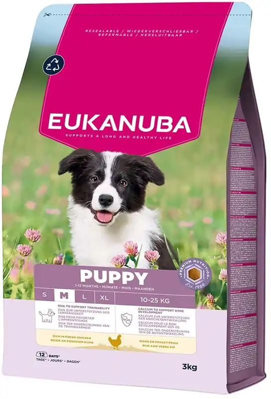 Objednat Nyní EUKANUBA Puppy Medium Breeds Chicken 3 kg granule pro štěňata středních plemen bohatá na čerstvé kuře
