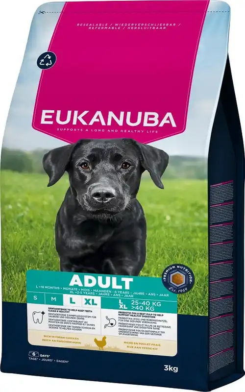 EUKANUBA Adult Large Breeds Chicken 3 kg krmivo pro psy velkých plemen bohaté na čerstvé kuřecí maso Expresní Doručení
