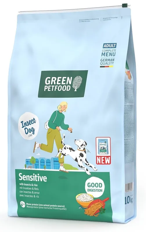 Cenově Výhodný GREEN PETFOOD InsectDog Sensitive 10 kg krmivo s rýží a hmyzem pro dospělé psy s citlivým trávicím systémem