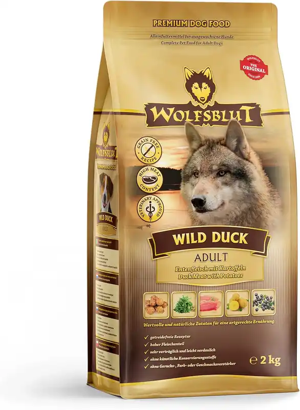 Poslední Šance WOLFSBLUT Wild Duck Senior suché krmivo pro starší psy s kachnou a bramborami 12,5 kg
