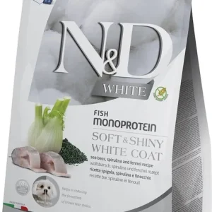 Zlevněný FARMINA N&D White Dog Puppy Mini Sea Bass, Spirulina, Fennel 1,5 kg