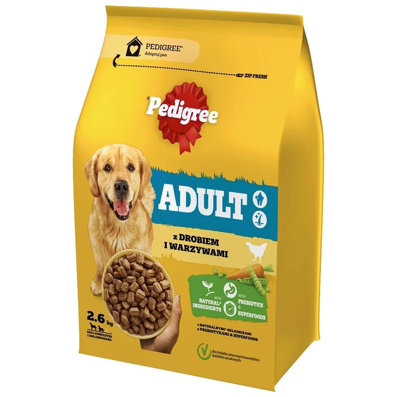 PEDIGREE Adult 2,6 kg s drůbeží a zeleninou suché krmivo plnohodnotné pro psy velkých a středních plemen Aktuální
