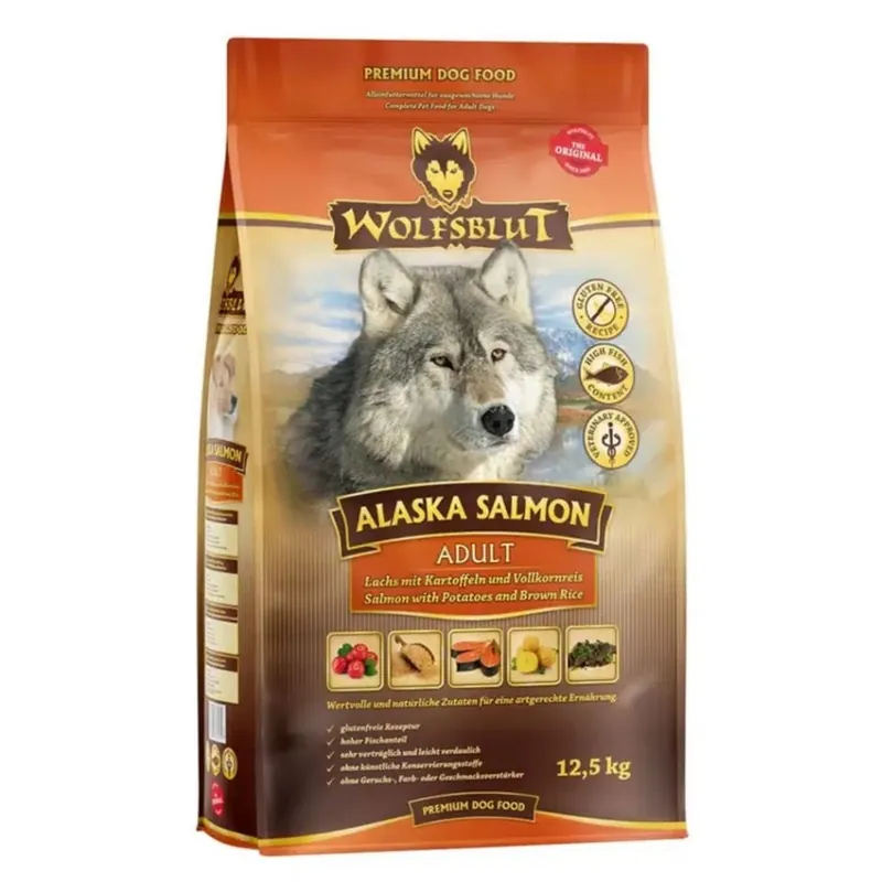 WOLFSBLUT Alaska Salmon Adult suché krmivo pro psy s lososem a bramborami 12,5 kg Originální
