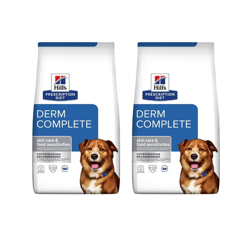 HILL‘S Prescription Diet Canine Derm Complete 2 x 12 kg krmivo pro posílení kůže psů Nízká Cena