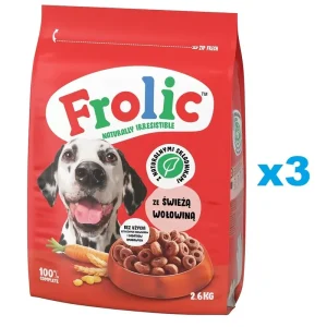 FROLIC Naturally Irresistible 3x2,6 kg polovlhké krmivo pro psy s čerstvým hovězím masem Výhodná Nabídka