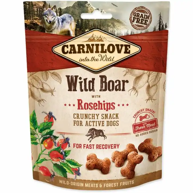 Výprodej Carnilove Dog Crunchy Snack Wild Boar,Rosehips,meat 200g