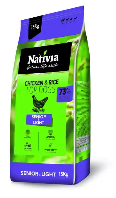 Nativia Senior & Light Chicken & Rice 15 kg Vrácení Zdarma