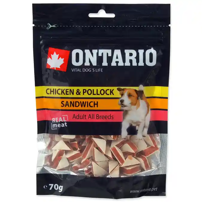 Ontario snack dog Chicken Jerky Sandwich 70g Jen Po Omezenou Doba