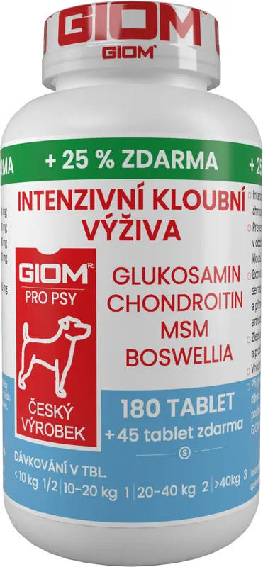 Expresní Doručení Giom pes Intenzivní kloubní výživa 180 tbl + 25% zdarma