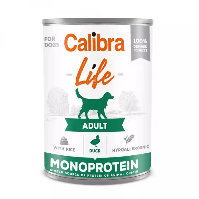 Cenová Bomba Calibra Dog Life konz.Adult Duck with rice 400g