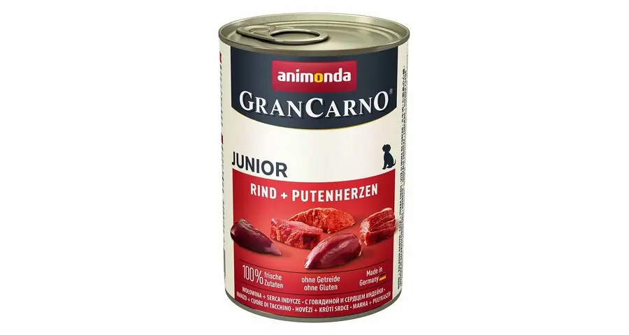 Nejprodávanější GRANCARNO Junior – hovězí, krůtí srdce 400g