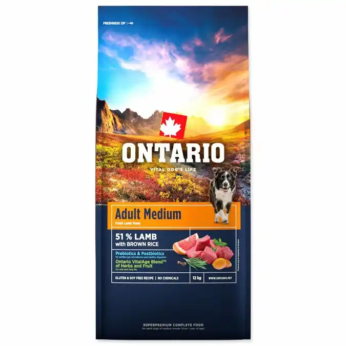 Ontario Adult Medium Lamb & Brown Rice 12kg Objednat Nyní