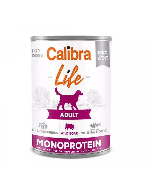 Značkový Calibra Dog Life konz.Adult Wild boar with cran. 400g