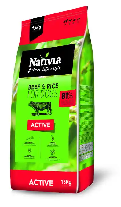 Akční Nabídka Nativia Active Beef & Rice 15 kg