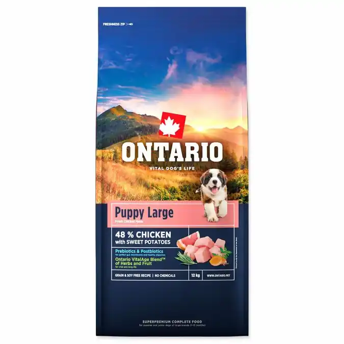 Ontario Puppy & Junior Large Chicken & Sweet Potatoes 12kg Vysoce Kvalitní