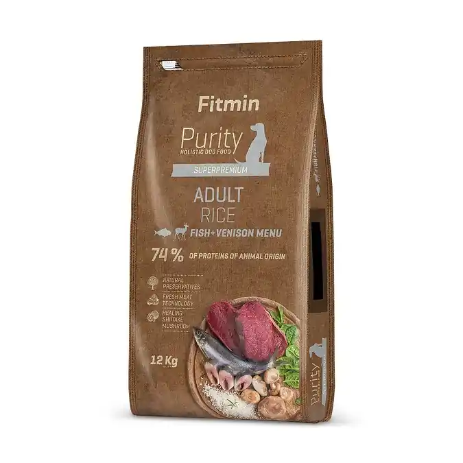 Fitmin Dog Purity Rice Adult Fish & Venison 12 kg Dokud Zásoby Vydrží