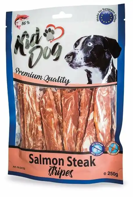 Nízká Cena KIDDOG lososový steak v proužku 250 g
