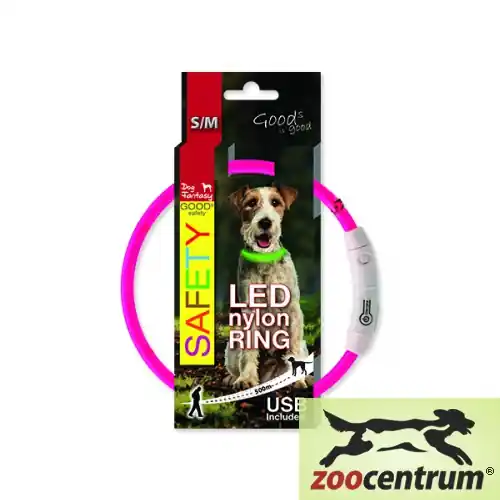 Nejlepší Cena Obojek DOG FANTASY LED nylonový růžový S/M (1 ks)