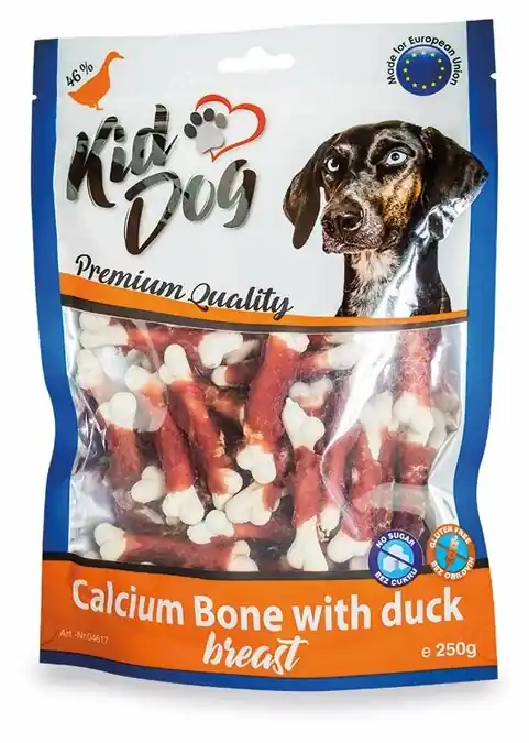 KIDDOG kachní prsa na kalciové kostičce 250 g Jen Po Omezenou Doba