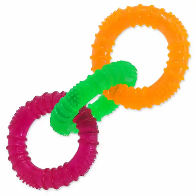 Hračka DOG FANTASY 3 kruhy gumové barevné 16 cm 1ks Zlevněný